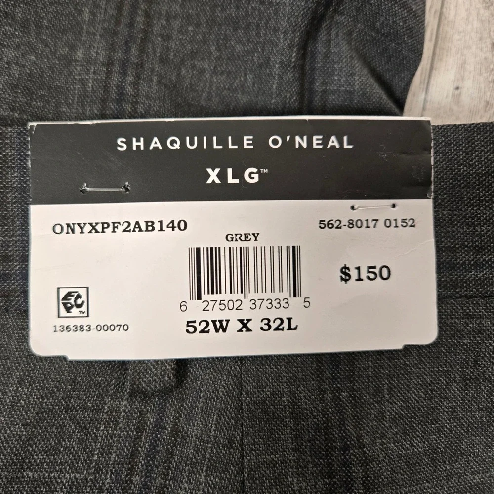 Shaquille O'Neal XLG Mens Grey Plaid Stretch Dress Pants 52W x 32L ONYXPF2AB140